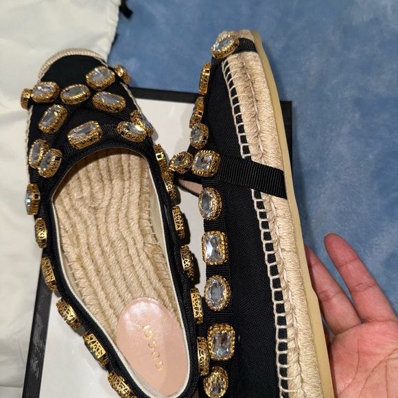 Gucci Black and Gold Espadrilles - Picture 1 of 7